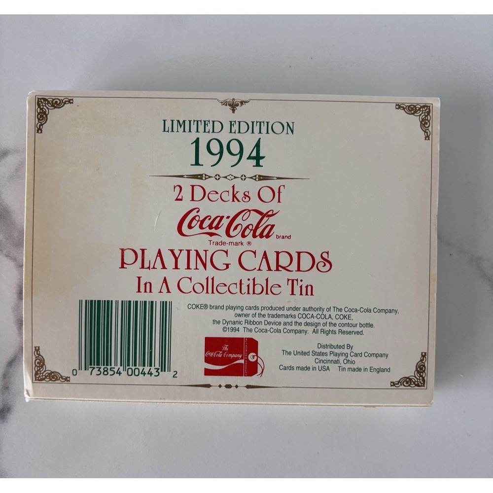 Vintage Coca Cola Santa Playing Cards 1994 Nostalgia Ltd Ed Two Sealed Decks Tin - Picture 7 of 8